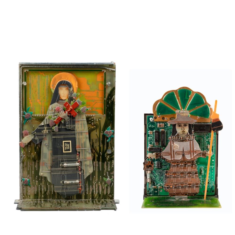 Marion C. Martinez, Pair of Retablos: Santo Nino, 2002 + St. Therese - Little Flower of Jesus, 1998