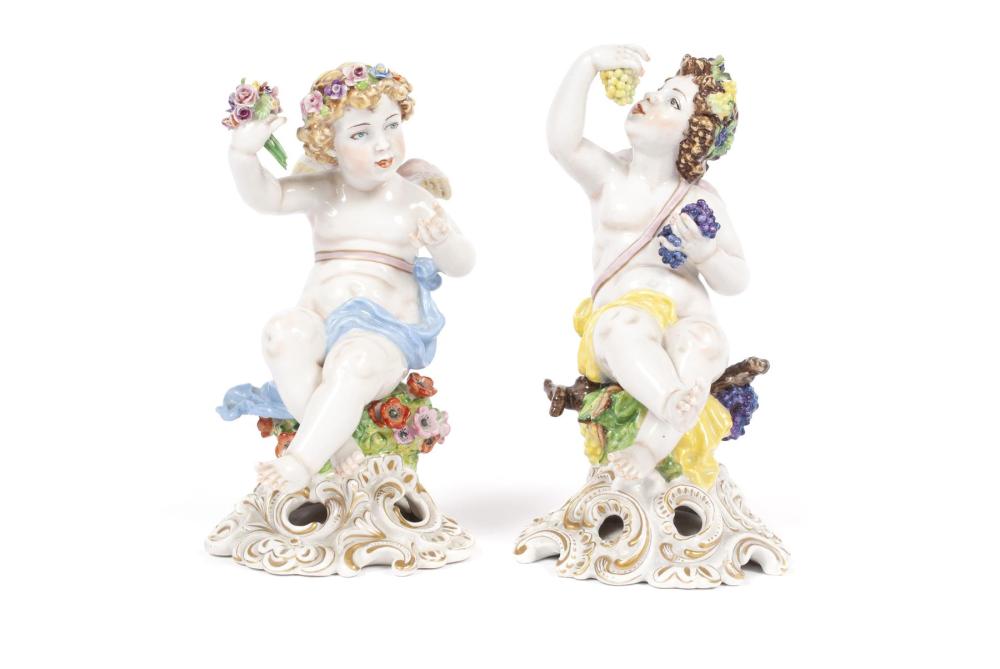 PORCELAIN COMPANION CHERUB FIGURES