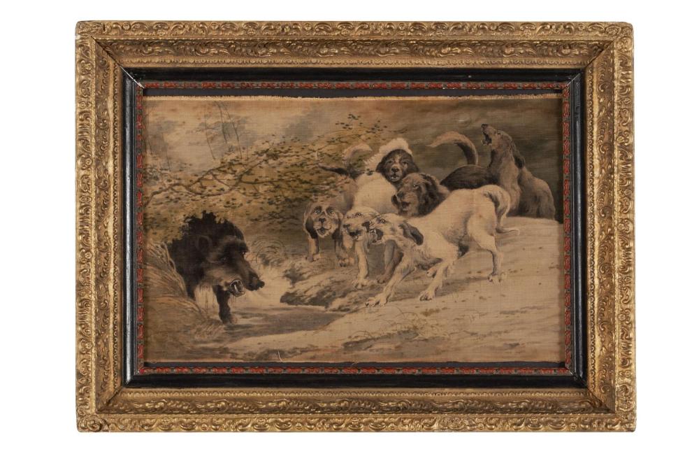 HUNTING SCENE ON SILK