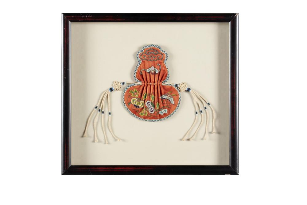 CHINESE DOUBLE GOURD SILK EMBROIDERED SCENT POUCH