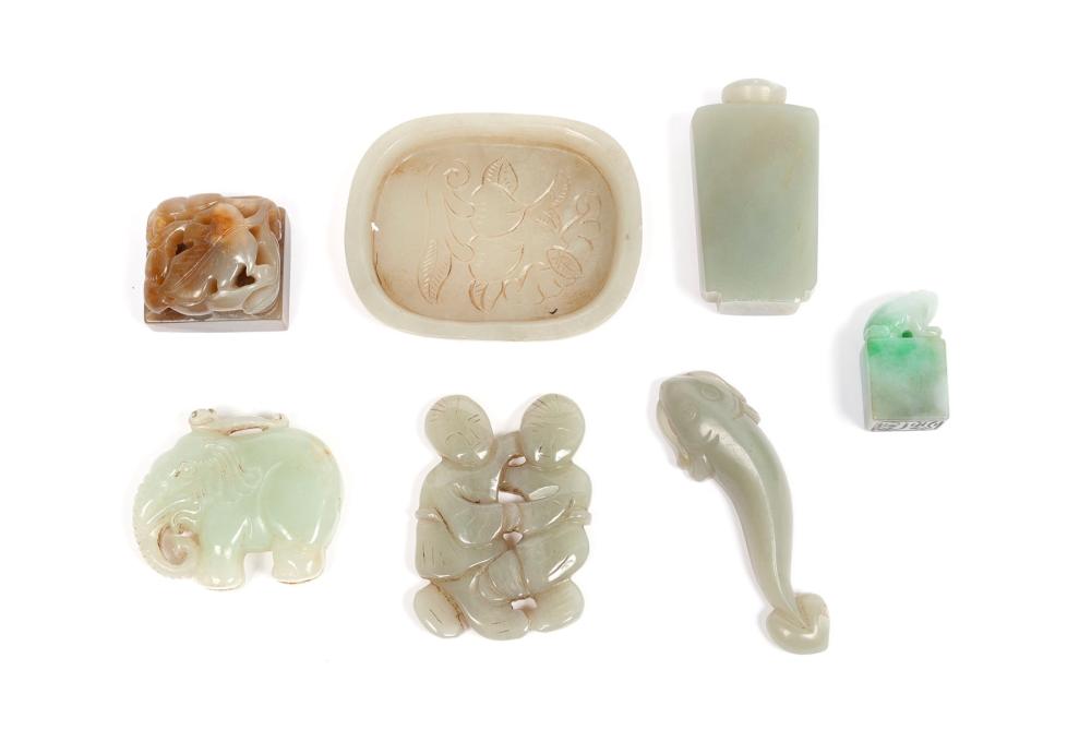 SEVEN JADE CARVINGS