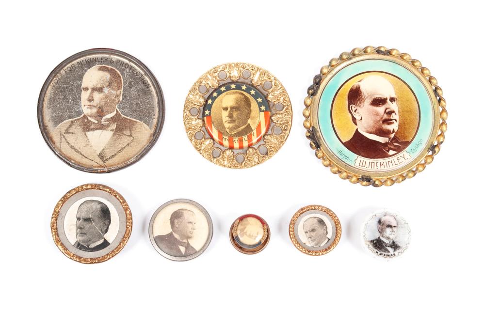 EIGHT WILLIAM MCKINLEY PRESIDENTIAL CAMPAIGN BUTTONS