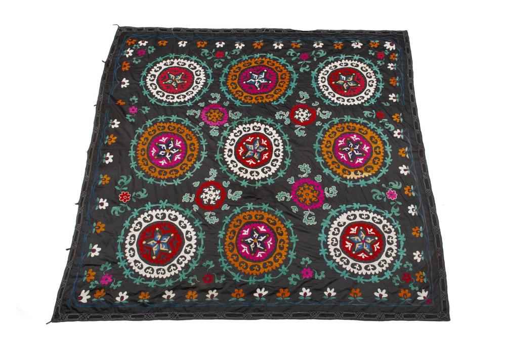 UZBEK STAR ROSETTE SILK EMBROIDERED SUZANI