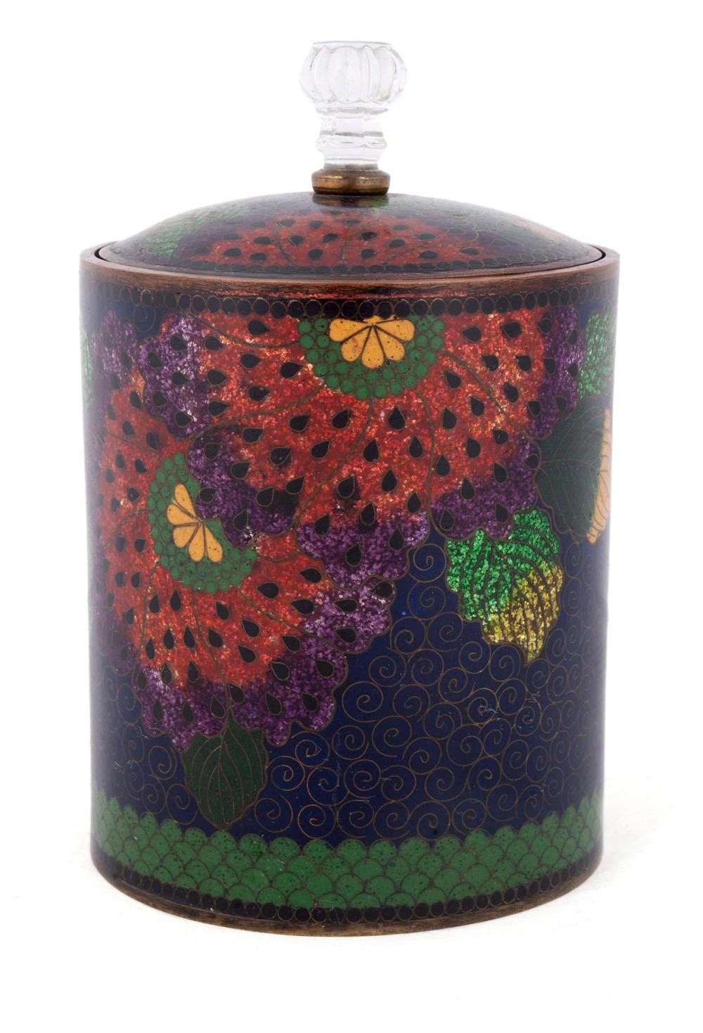 JAPANESE LATE MEIJI CLOISONNE TEA / TOBACCO CANNISTER