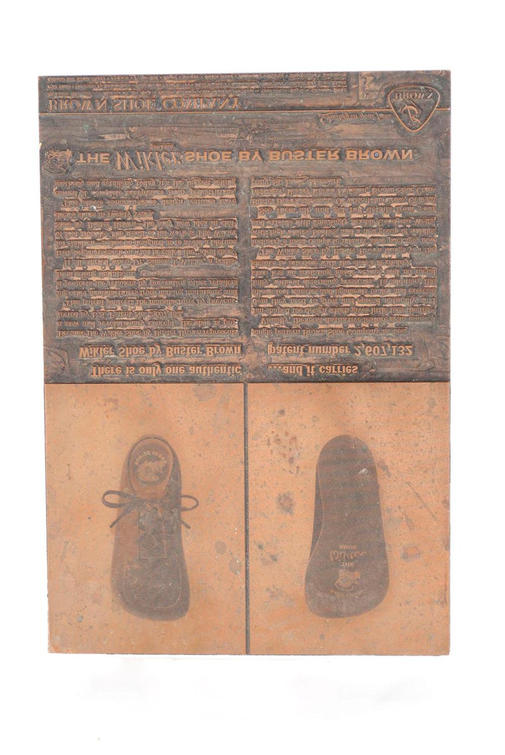 BROWN SHOE COMPANY COPPER PRINT PLATE