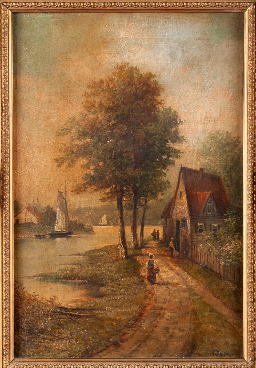 ANTIQUE EUROPEAN LANDSCAPE SIGNED J. DORN