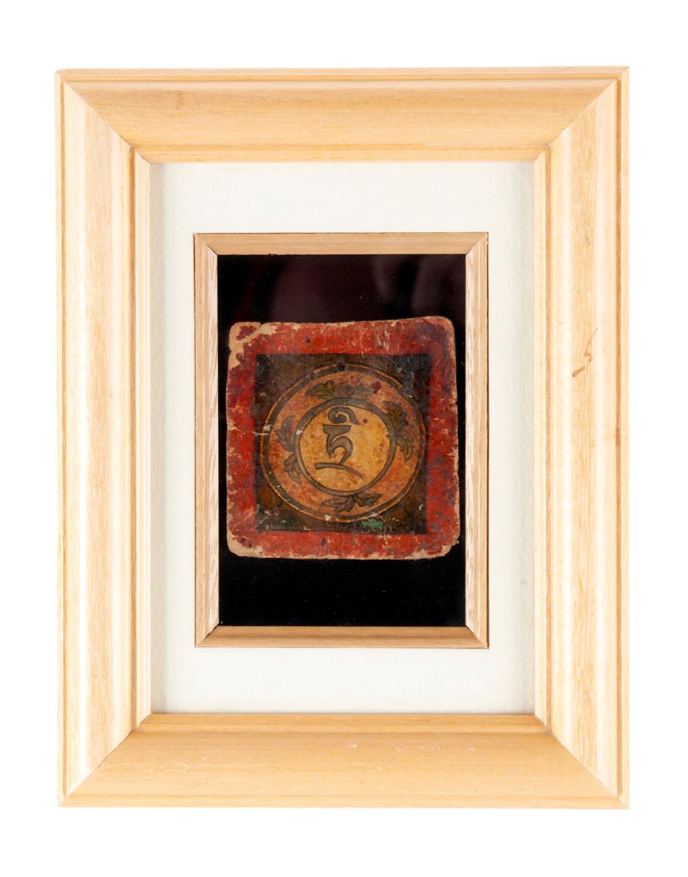 FRAMED TIBETAN PLAYING CARD