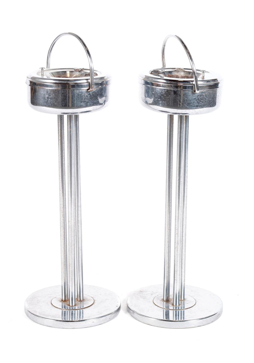 PAIR OF MACHINE AGE HOWELL DESIGN SMOKING STANDS