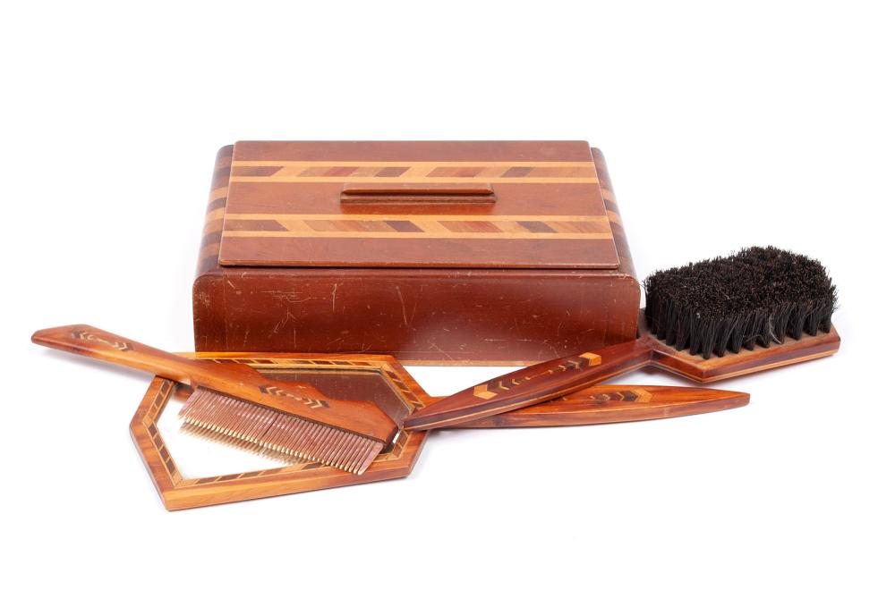 SET OF MARQUETRY DRESSER ARTICLES