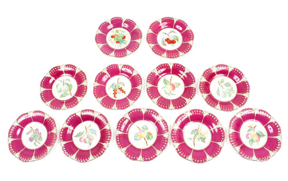 SET OF TEN HAND PAINTED DESSERT PLATES