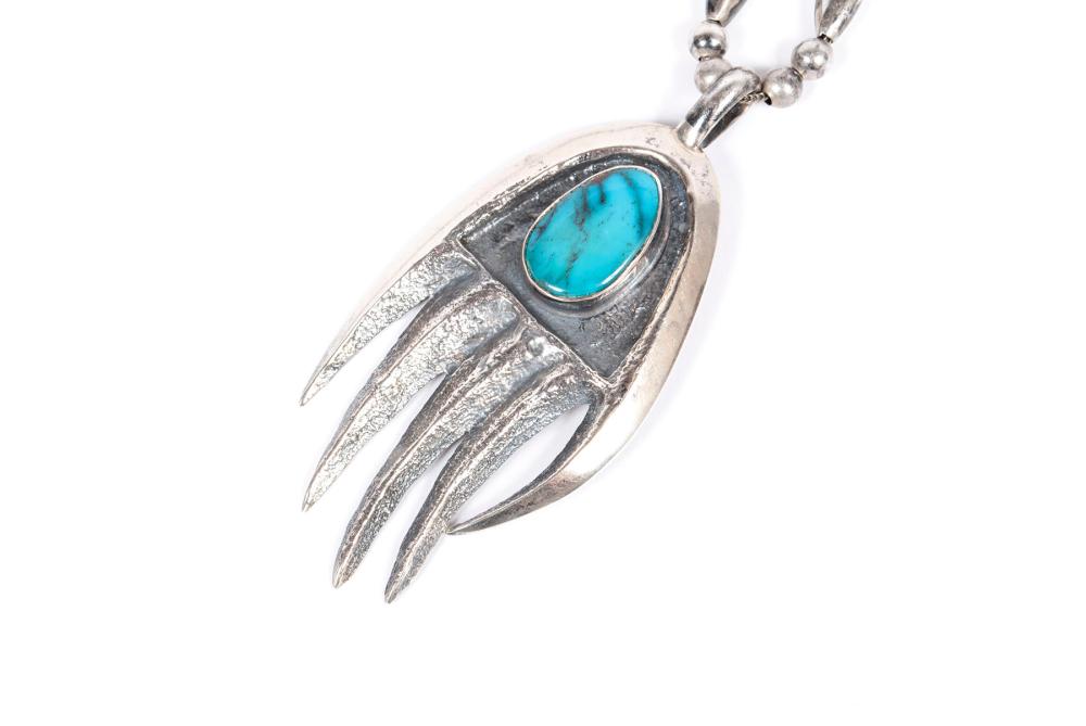 PRESTON MONONGYE STERLING SILVER HOPI BADGER CLAW PENDANT