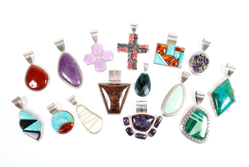 COLLECTION OF MEXICAN STERLING SILVER PENDANTS