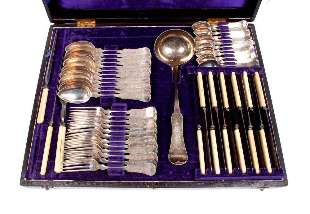 PURE COIN SILVER FLATWARE SERVICE FOR TWELVE