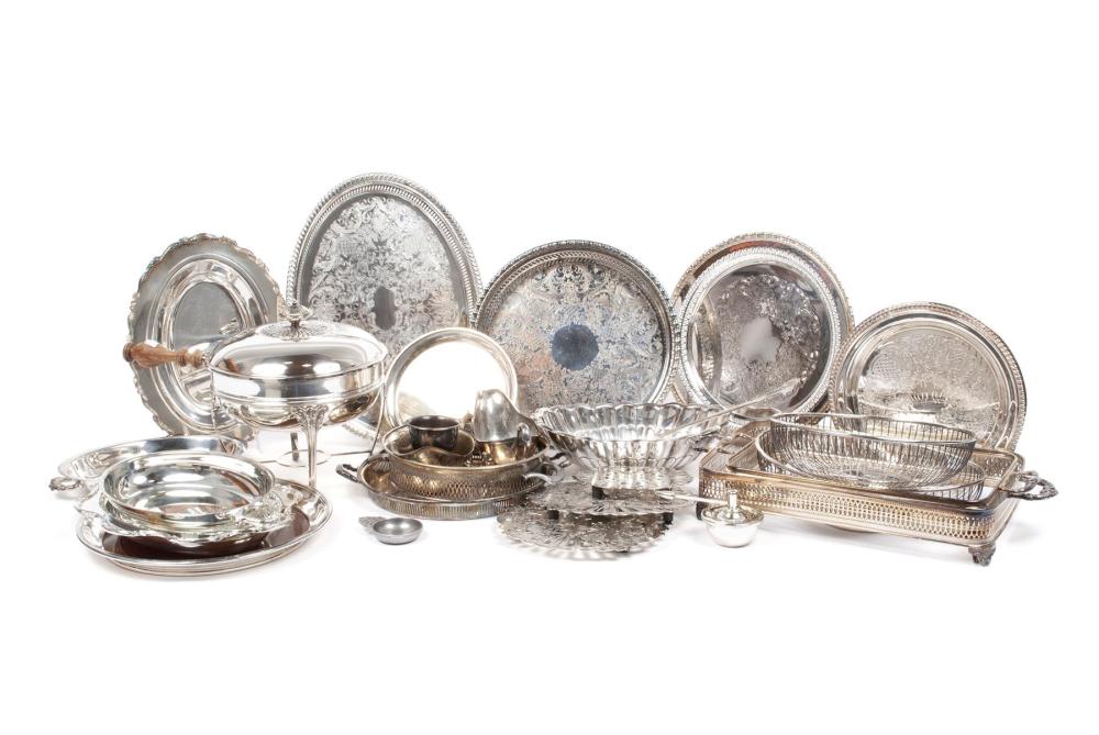 LARGE COLLECTION OF PLATED SILVER