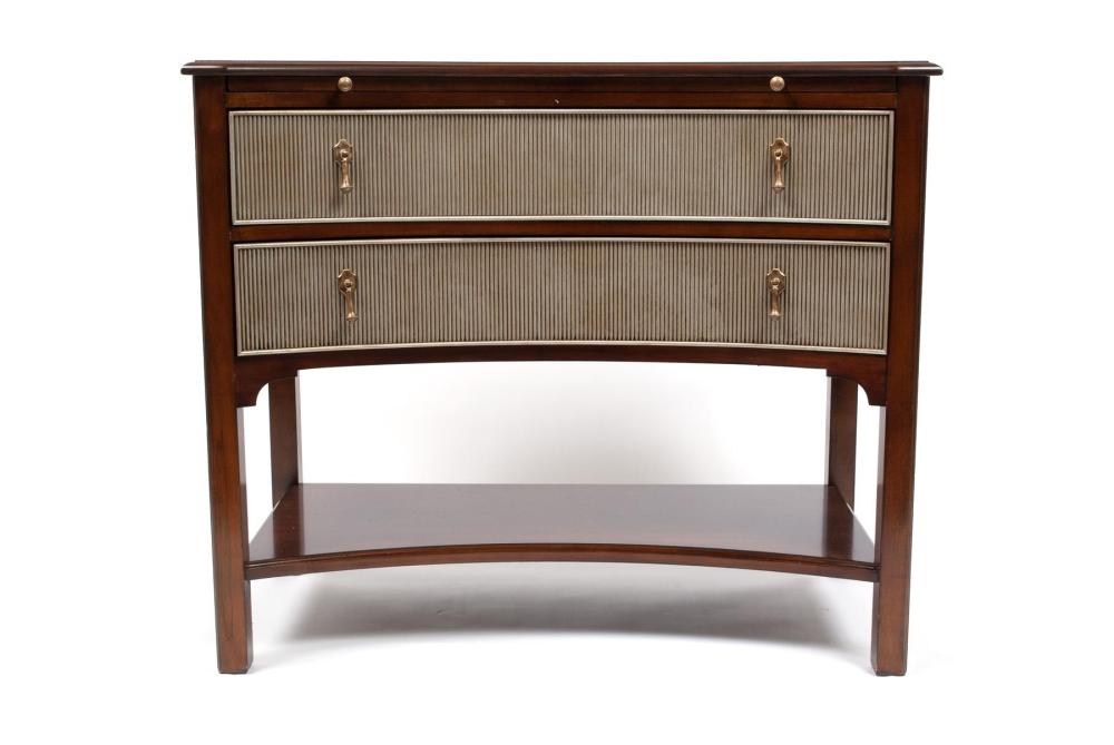 MODERN HICKORY WHITE TWO DRAWER SIDE TABLE