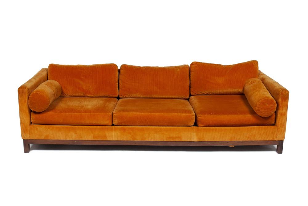 MILO BAUGHMAN FOR THAYER COGGIN ORANGE SOFA