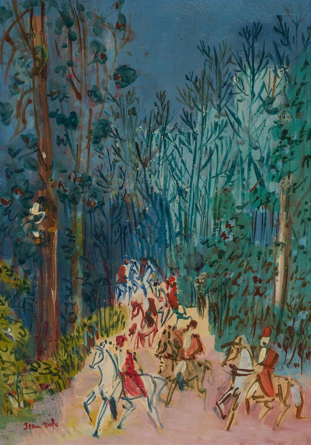 JEAN DUFY, French (1888-1964), La Chasse à Courre, oil on canvas, signed lower left "Jean Dufy", 18 x 13 inches