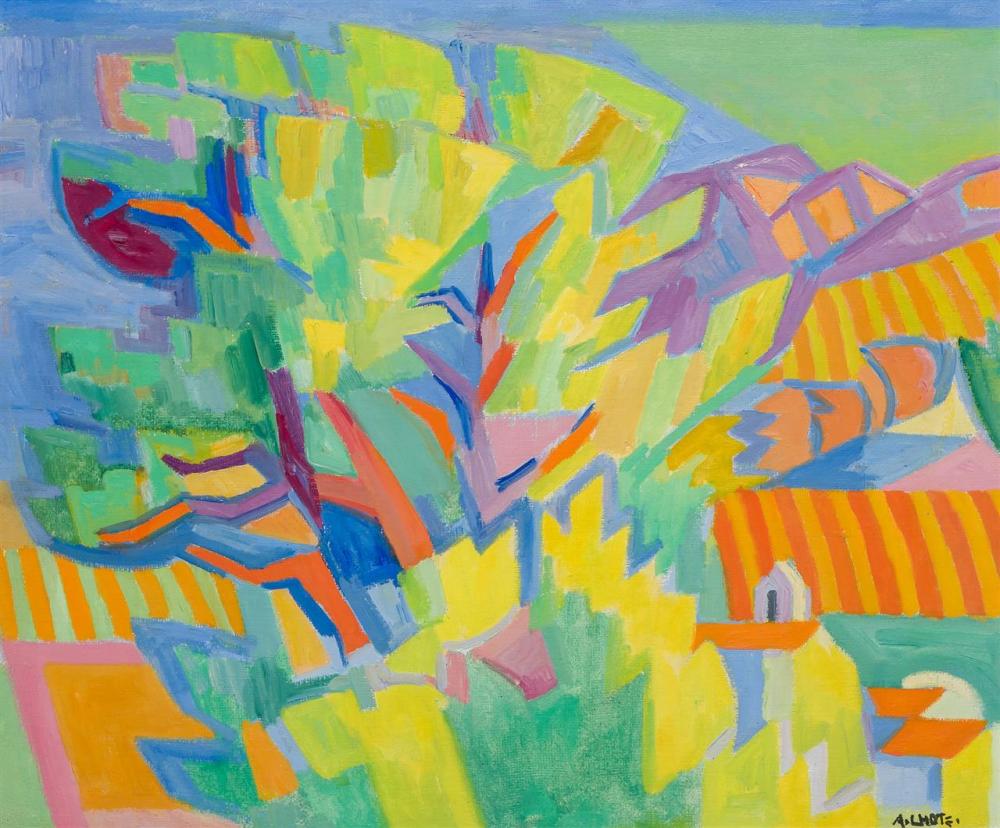 ANDRÉ LHOTE, French (1885-1962), "Pins au Soleil", oil on canvas, signed lower right "LHote," signed, titled and dated on the revers...