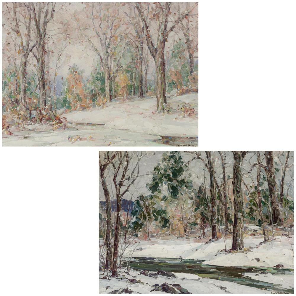 FRANK SWIFT CHASE, American (1886-1958), Winter Landscape (A Pair), oil on canvas, signed lower right "Frank Swift Chase", 18 x 24 i...
