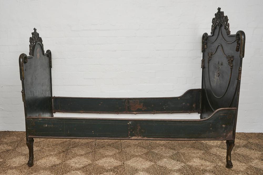 Austrian Painted Metal and Parcel-gilt Single Bed Late 19th Century