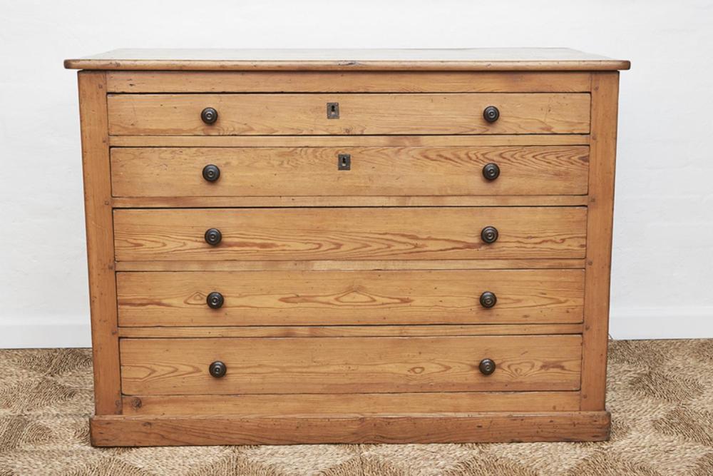 French Pine Map Chest-of-drawers c. 1900