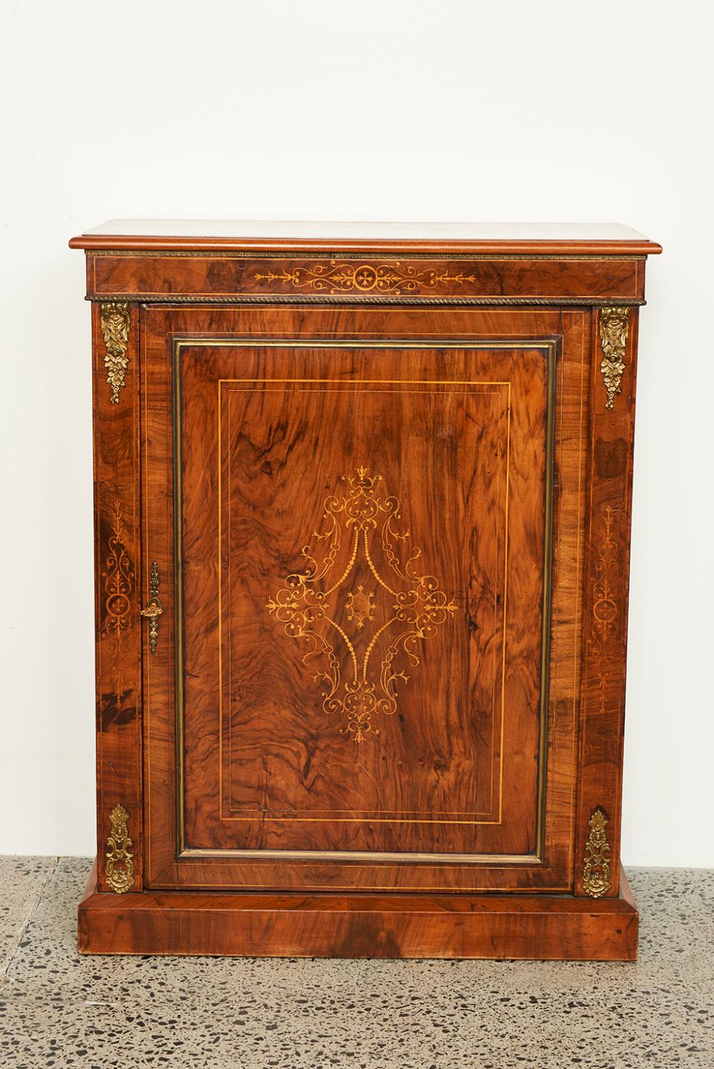 Victorian Burr Walnut Pier Cabinet 19th Century