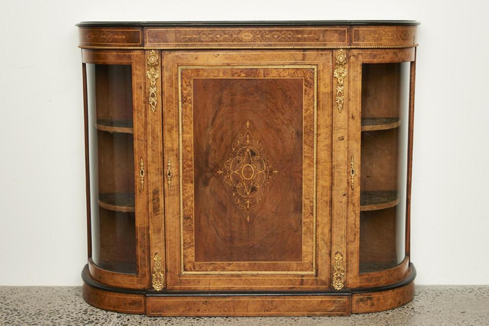 Victorian Burr Walnut Credenza 19th Century