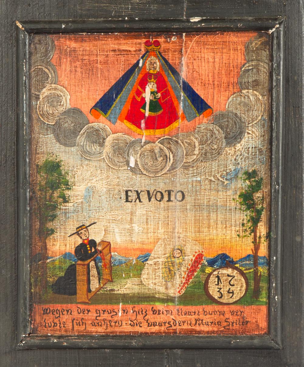 SOUTH GERMAN EX VOTO WOODEN FOLK ART PANEL