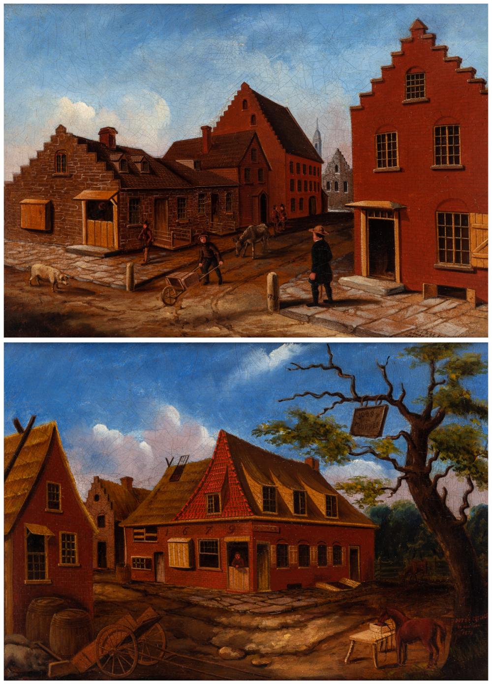 A PAIR OF AMERICAN FOLK PAINTINGS OF NEW YORK, CIRCA 1840
