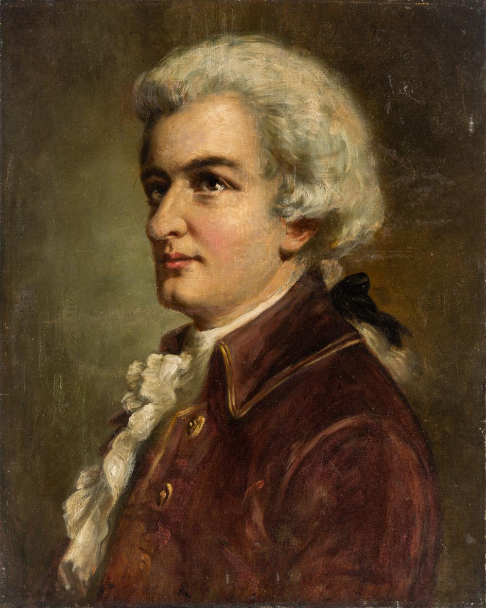 UNKNOWN ARTIST (EUROPEAN 19TH CENTURY), Portrait of Mozart, Oil Painting