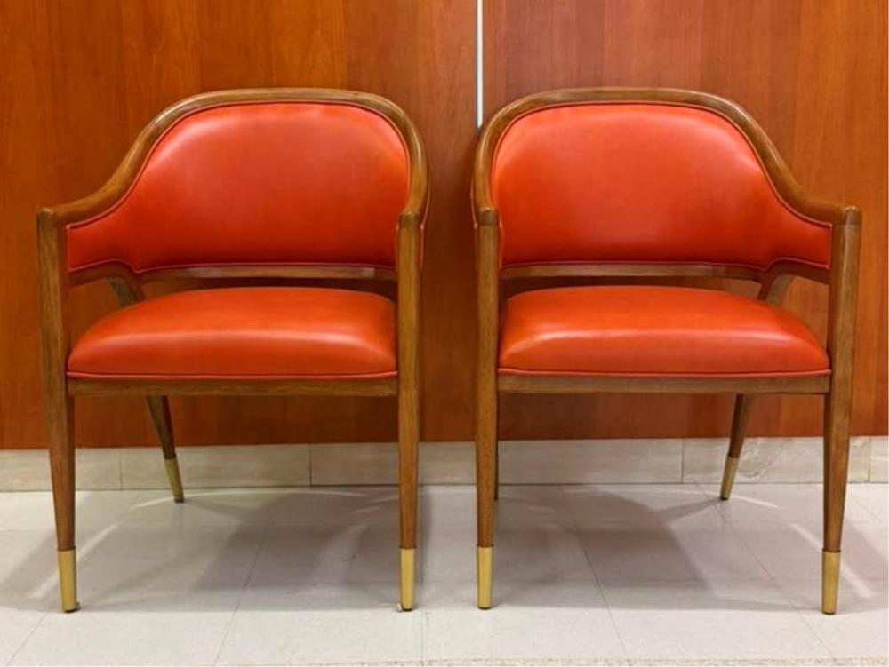 PAIR WALNUT BARREL-BACK OPE... image