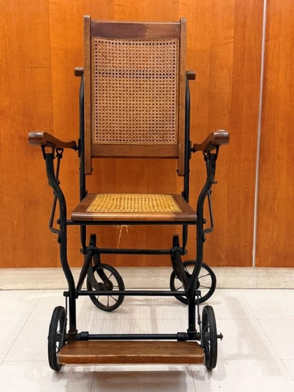 OAK AND IRON WHEELCHAIR WIT... image