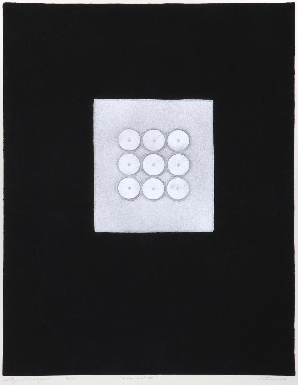 Minna Wright Citron (American 1896-1991), "Ennead II", 1973, intaglio, etching and aquatint on wove paper
