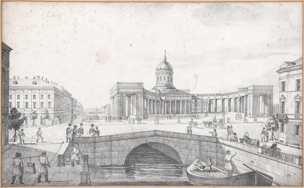 Alexander Pluchart (Russian 1777-1832), "Kazan Cathedral, St. Petersburg", lithograph