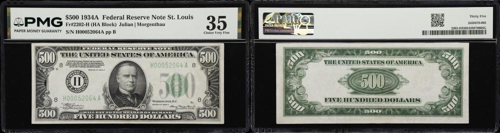 Fr. 2202-H. 1934A $500 Fede... image