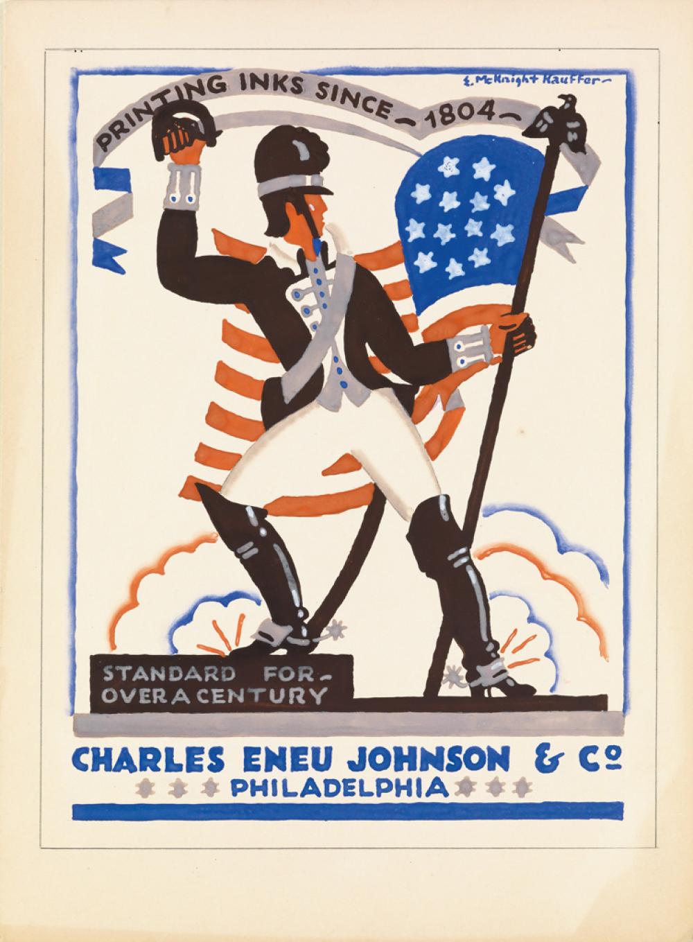 EDWARD McKNIGHT KAUFFER. "Revolutionary Flag Bearer."