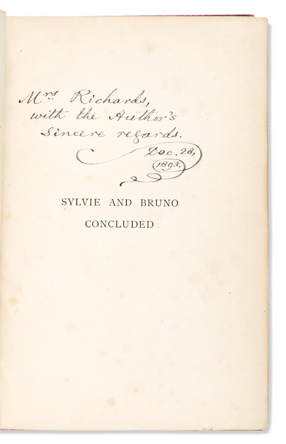 (CHILDREN'S LITERATURE.) Carroll, Lewis. Sylvie and Bruno Concluded.