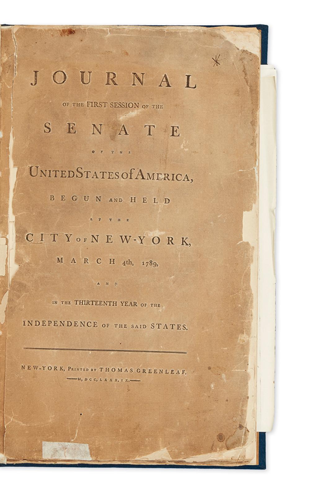 (LAW.) Journal of the First Session of the Senate of the United States of America.