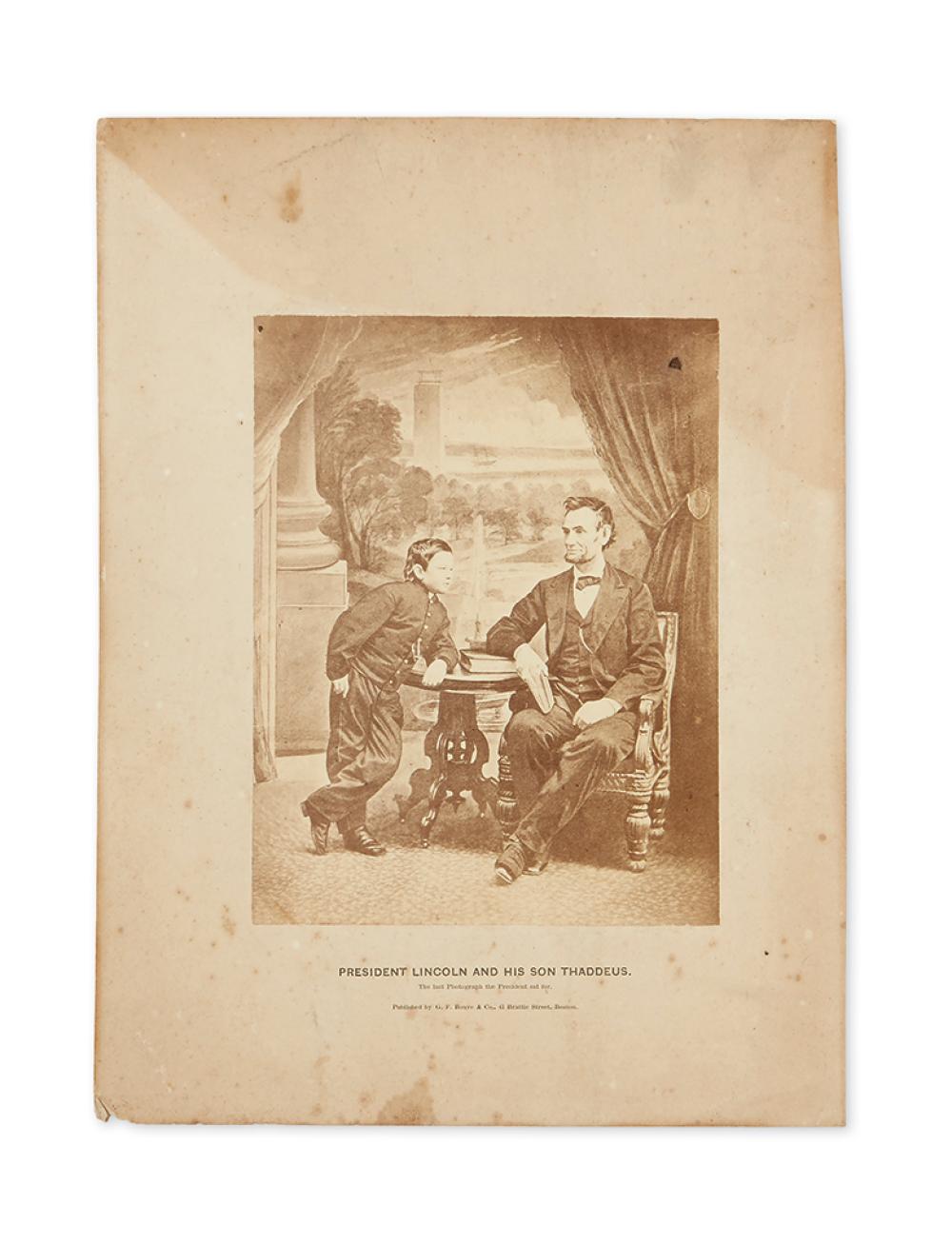 (LINCOLN, ABRAHAM.) [Gardiner, Alexander; photographer.] President Lincoln and his Son Thaddeus,