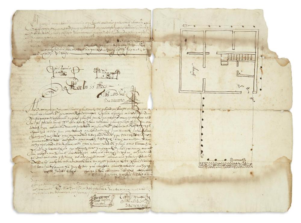 (MEXICAN MANUSCRIPTS.) Pair of illustrated Nahuatl deeds.