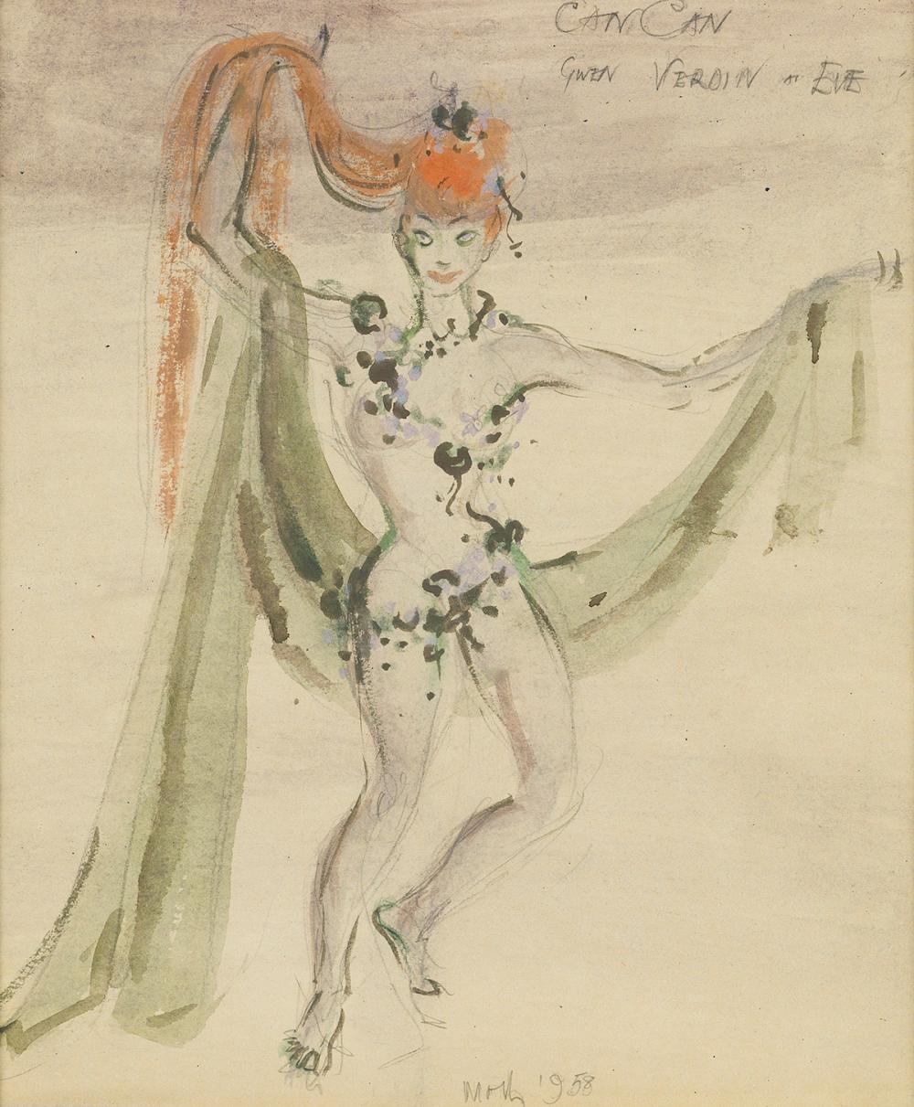(THEATER / COSTUME) MOTLEY. [ELIZABETH MONTGOMERY.] "Gwen Verdon as Eve."