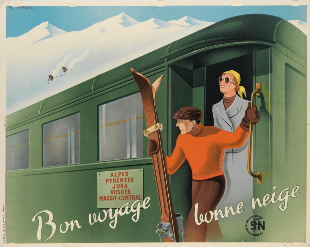PIERRE FIX-MASSEAU (1905-1994). BON VOYAGE / BONNE NEIGE. 1938. 39x48 inches, 99x123 cm. Edita, Paris.