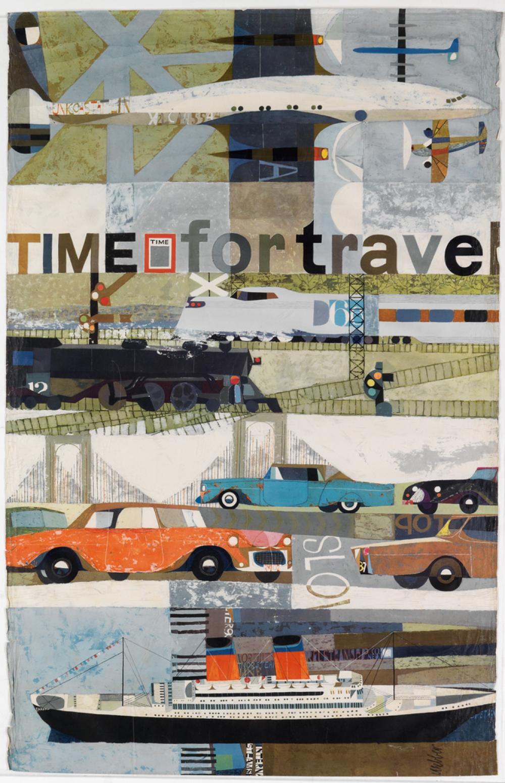 WEBBER (DATES UNKNOWN). TIME FOR TRAVEL. Circa 1960. 44x28 inches, 113x72 cm.