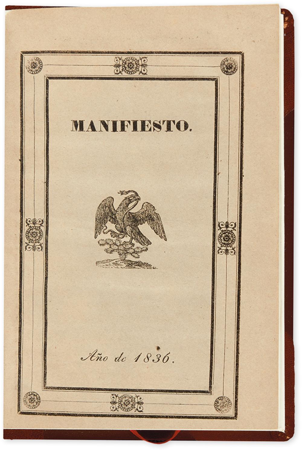 (TEXAS.) [Quintanar, Angel G.] Manifiesto del Congreso General en el presente año.