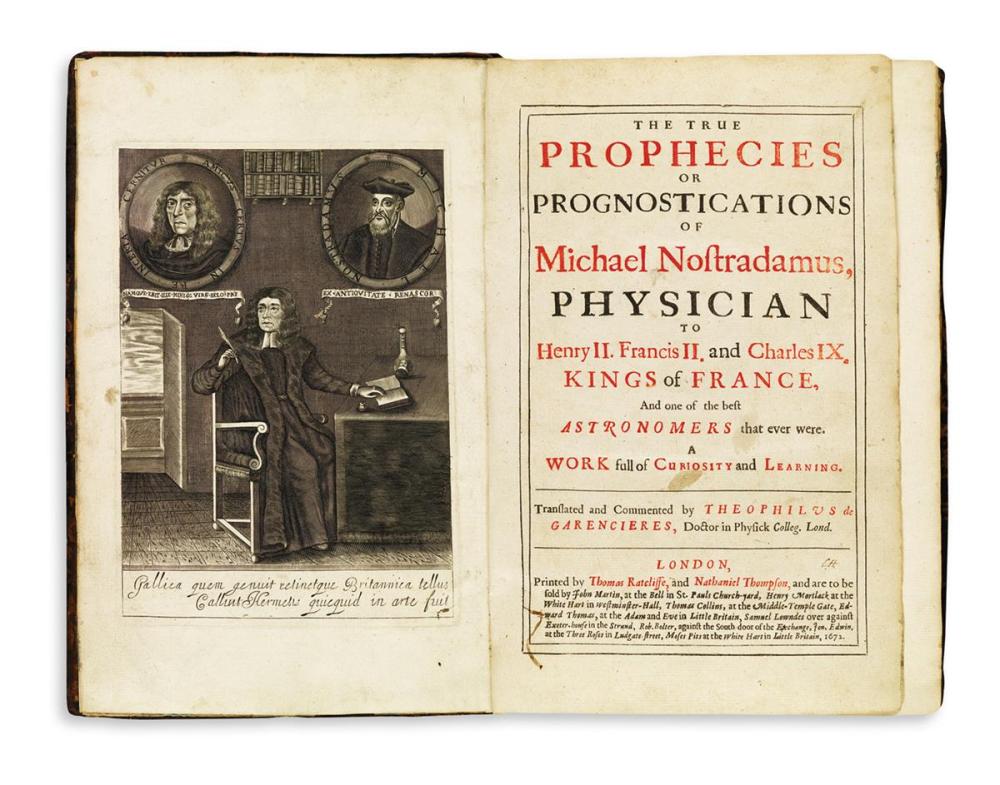 NOSTRADAMUS, MICHEL DE. The True Prophecies or Prognostications. 1672