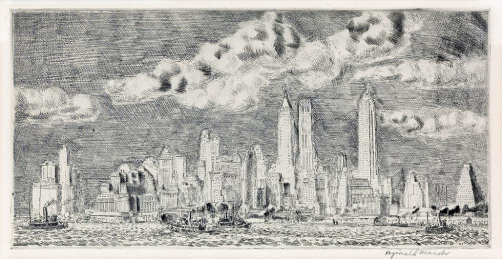 REGINALD MARSH N.Y. Skyline.