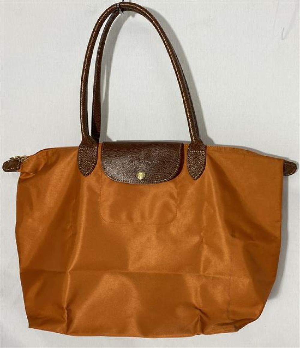 Longchamp, Paris: Two Le Pliage Shoppers, One Orange Modele M & One Black Model L [2],