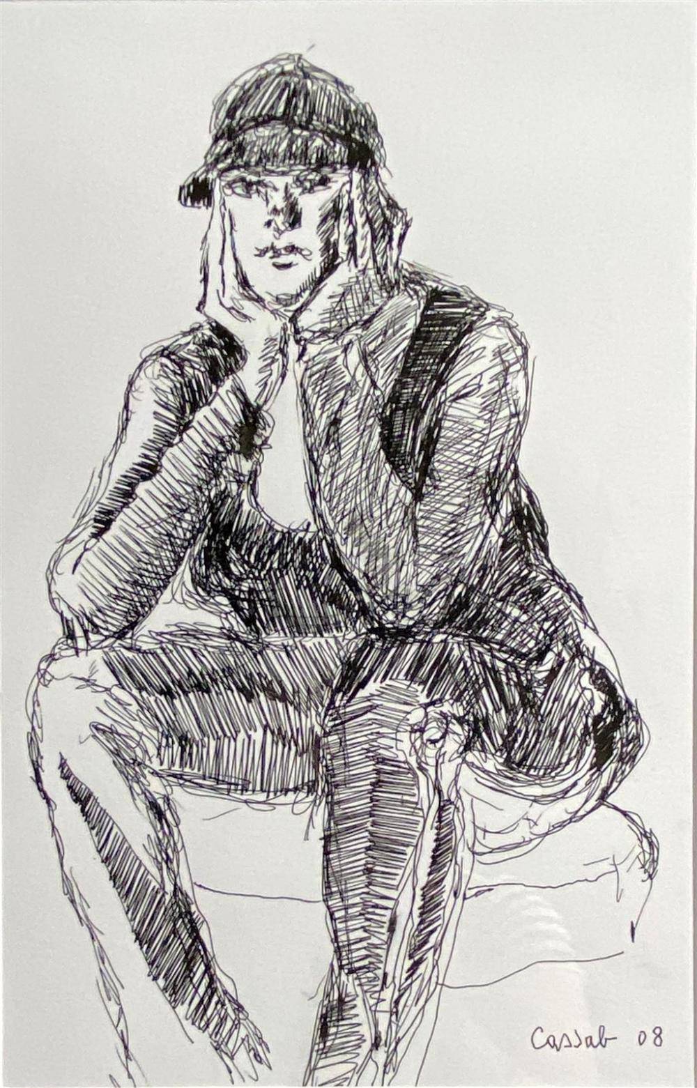 Judy Cassab (1920-2015) Black Cap 2008 Pen & ink