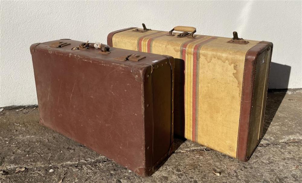 Two Vintage Travel Suitases, some labels