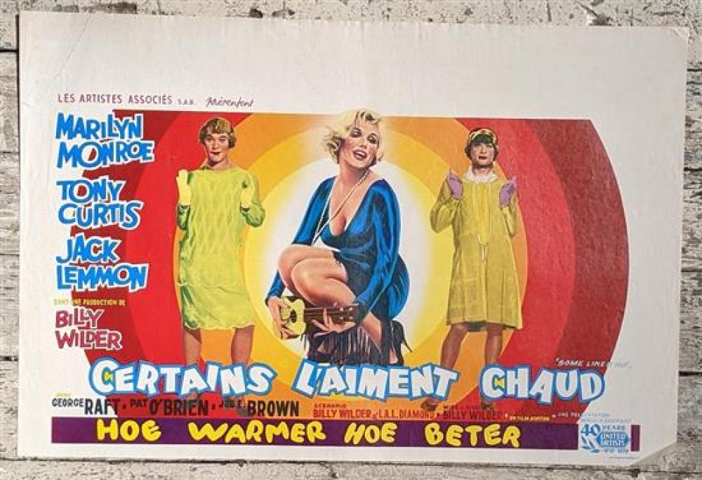 Some Like it Hot. Starring Marilyn Monroe. French Language Colour Movie Poster.